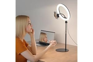 Aureday 12 Zoll Ringlicht mit Stativ, Handy Stativ mit Ringlicht mit 360° Drehbarer Flexibler Schlauch Ring Light 3 Farben 10 Helligkeitsstufen für Videoaufnahmen YouTube Tiktok