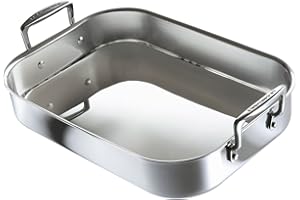 Le Creuset Plat à Rôtir, 35 x 25 x 7 cm, Inox 3-ply, Rectangulaire, Poignées d'assistance, Argenté,96102270000000