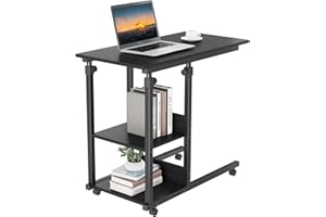 ‎DRIPEX Dripex Side Table with Wheels Laptop Table Height Adjustable Wooden Desk Sofa Table Bedside Table Coffee Table Bedroom Living Room Black