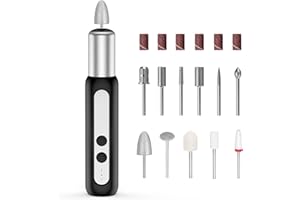 SHOBES Ponceuse à ongles de type C Machine électrique pour ongles en acrylique Lime à ongles électrique portable Outil de polissage Manucure Pédicure pour salon à domicile (Noir)