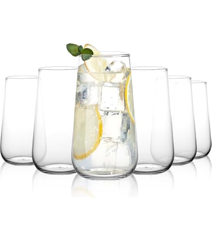 Lot De 4 Verres à Eau Carrés Transparents 400 Ml - Verres Long Drink En Verre Borosilicate, Lave-vaisselle Safe - 4