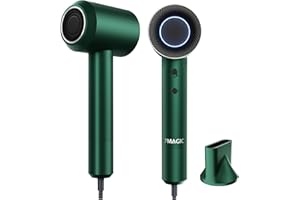 7MAGIC Phon Capelli Asciugacapelli Professionale 110.000 Giri/Min - Asciugatura Ultra Rapida,Tecnologia Ionica, Leggero,con Concentratore Magnetico e Protezione dal,A Bassa Rumorosità,Colore (Verde)