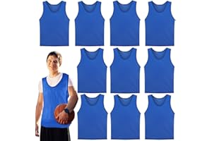 AZULLANSE 10er Set Fußball Leibchen für Erwachsene,Trainingsleibchen,70*62 cm,ohne Logo,Team-Spiel Bibs,Unisex-Designs Jugend Spiel Sport Fussballtraining Zubehör,Westen fürs Teamtraining,Höhe:170-200cm