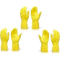 Rubber Hand Gloves Reusable Washing Cleaning Kitchen Garden (Color May Vary) (3 Pairs)
