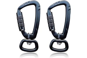 Karabinerhake med 360° svängbar länk, 2 st aluminium låsbara karabiner klämmor, 85 mm stora klätterkarabiner, säkerhetskarabi