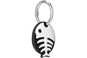 COLORCORAL AirTag Holder Case AirTag Keyring for Keys, Bags, Luggage, Pet Collars Anti-Lost and Scratch-Resistant Design AirTag Keychain for Apple Air Tags Black Fish