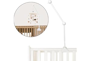 Mobile Halterung Weiß, AolKee Mobile Halterung Holz, Mobile Baby, Abnehmbarer Verstellbarer Kinderbett Mobile Arm zum Aufhängen Krippe Mobiles/Windspiele Spielzeug, babybett zubehör