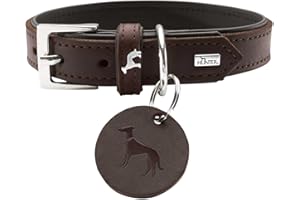 HUNTER LARVIK obroża dla psa, skóra, prosta, elegancka, wygodna, 40 (XS-S), ciemnobrązowa/czarna