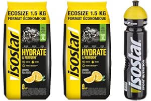 Isostar Set – 2 x 1,5 kg di limone + bottiglia da 1 litro | Iso Drink | Polvere per bevande isotoniche | Polvere elettrolita per sostenere le prestazioni sportive | polvere elettrolita