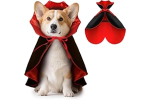 HSSPYY Halloween Dog Cape, Adjustable Vampire Cape in Red/Black for Medium Dogs, Stand-Up Collar & Double Fixation, Robust & Comfortable Costume for Halloween & Photos - M (50 cm)