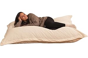bananair Giant Corduroy Bean Bag Chair - XXL, Off-white, Medium-Soft, Machine Wash, Indoor, 10.0 kg, 180 x 140 cm - Bean Bag Living Room, Teen Bedroom, Gamer