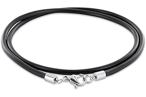 AURORIS Halskette/Armband - Kautschukband schwarz Dicke 3mm mit Karabinerverschluss aus 304 Edelstahl