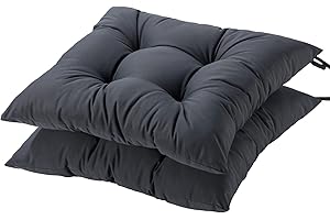 HAMO Garden Chair Cushions Outdoors Seat Pads, Set of 2, 45x50 cm, 18x20 inches (Graphite)