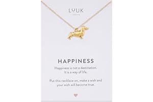 LUUK LIFESTYLE Collane femminili in acciaio inossidabile con fini ciondoli portafortuna, dedica HAPPINESS, regalo, argento, oro, oro rosa