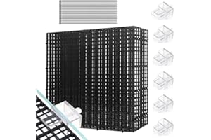 Zinueen Aquarium-Sprungschutz-Set, 8 Stück 30X30CM Aquarium Trennwand mit 6 Halterungen und 20 Kabelbindern, Kunststoffgitter Aquarienabdeckung, Aquariumzubehör Aquariumtrennwand