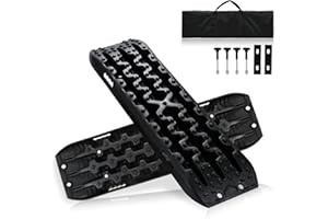 Herrselsam 2 Pezzi di lamiere di Sabbia Fuoristrada, Tappetino di trazione in plastica, con Custodia e Strumento di Installazione, carico 10T per Fuoristrada, Camper, Auto, Camion