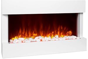 Klarstein Studio 1 Cheminée électrique : 1000/2000 W, Illusion de Flamme LED, Télécommande, Thermostat: 10-30 °C, Minuterie hebdomadaire, Open Window Detection, Protection Contre la surchauffe, Blanc