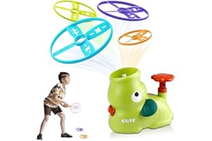 BEBESTER Flying Discs Launcher Toy for Kids, Flying Saucer Toys Games Outdoor Toy Beach Yard Toys for 3 4 5 6 7 8+ Year Old Boys Girls Hand-Eye Coordination STEM Toys (Green)