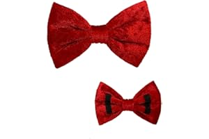 DOD.I_BOUTIQUE New Dogs Bow Tie Valentine's Day Velvet red LOVE Elastic Band attach COLLAR ACCESSORY Handmade UK (Large Velvet Red)