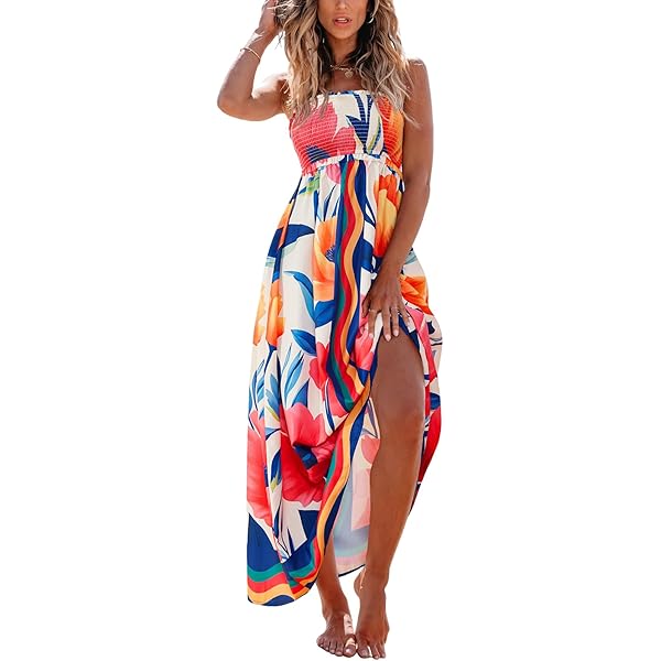 CUPSHE Vrouwen Zomer Halter Gesmokte Maxi Jurk Plunge Halter Hals Maxi