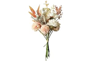 huaao Flores Artificiales Falsas Hortensias Crisantemo de Seda Ramo Plantas Artificiales Bouquets Arreglos Florales, Decoración Interior para Jarrón Nupcial Boda Centro de Mesa, Champán