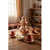 Dmt Copper Home Gaziantep El Kabartmalı Bakır &Ccedil;aydanlık Takımı, 2,6 Lt Toplam Hacim, Alt 14,5cm &Uuml;st 10,5cm, Ahşap Kulplu, Ağı