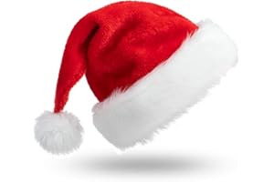 Aututer Weihnachtsmütze, Nikolausmütze Plüschkante Weihnachtsmann Mütze Verdickte Bequeme Weihnachtsmützen Doppellagige Weihnachtsmütze aus Samt Für Weihnachten Partys und Feiertage