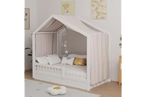 Zdada House Bed Canopy, Bed Canopy House Bed Made of Cotton Muslin, Fabric Canopy for House Beds Girls Boys Canopy Children's Bed Children's Room Decoration 135 x 420 cm Camel Colour