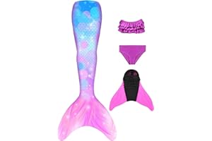 NAITOKE Niñas Cola de Sirena con Aletas para Nadar/Vacaciones/Fiesta/Fotos