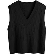 SUNSESS Women's V-Neck Knitted Vest Sleeveless Jumper Side Button