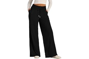 WILLBEST Womens Activewear Trousers Straight Wide Leg Yoga Pants Drawstring Lightweight Tracksuit Bottoms Workout Gym Joggers Causal Plain Lounge Sweatpant