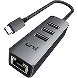 uni Hub USB C Ethernet, Adaptateur USB 3.0 avec Adaptateur Réseau RJ45 Gigabit Ethernet LAN, Compatible avec MacBook Pro 2020