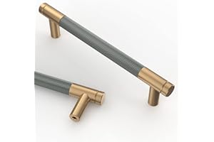 Amerdeco 10 Stück Gerändelte Schrankgriffe Goldgrau Griffe Möbel Möbelgriffe 128mm Lochabstand Türgriffe küche Schubladengriffe küchengriffe Vintage Griffe für Küchenschränke Kommode Schrank