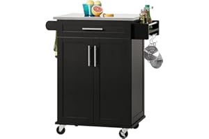 SoBuy Mobile Cucina Salvaspazio Carrello Cucina con Ruote Mobiletto Cucina Dispensa Credenza Cucina Madia Cucina Isola Cucina 80×46×90 cm Nero FKW110‑SCH