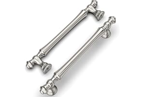 Amerdeco 6 Stück Möbelgriffe Gebürsteter Nickel, 128mm Lochabstand, Zinklegierung Schubladengriffe & Schrankgriffe für Küchenschränke & Kleiderschränke UK0017