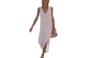 YouKD Vestido largo de ganchillo para mujer