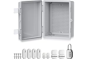 EYPINS Wasserdicht Verteilerkasten IP67, Anschlussdose Wasserdicht ABS Kunststoff Gehäuse außen Steckdosenkasten, Schaltkasten, Stromkasten mit Montagezubehör 22x17x11cm | Grauer Schaltschrank