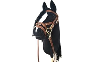 HORSE & TOYS Hobby Horse - Cavallo hobby, formato A3 (cavallo su un bastone) (nero)