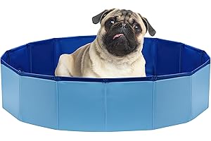 LYCN Small Paddling Pool for Dogs, Pet Swimming Pool, Foldable Dog Pool, Portable Small Plastic Bathing Pool Bathtub for Puppy Cat Pets Toddler (Blue)