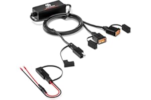 ShinePick Motocicleta Cargador USB QC3.0, USB Enchufe y lP65 lmpermeable Moto Adaptador USB Cargador para Coches,Motos,Motocicleta o Barco