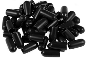 TA-VIGOR 50 tapas de goma, tapas de rosca flexibles redondas de 5 mm, protectores de rosca, cubiertas de vinilo negro para tornillos, tubos, cables, cables, etc