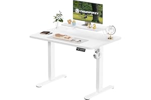 TRIUMPHKEY Scrivania Regolabile in Altezza,120 x 60cm Scrivania Regolabile con Ripiani per Monitor,Scrivania Elettrica Gaming, Scrivania per Computer,Tavolo da Studio per Ufficio,Bianco
