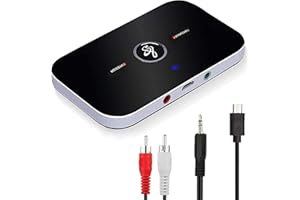 GBOKYN Trasmettitore e Ricevitore 2-in-1 Bluetooth 5.0,Trasmettitore Bluetooth 5.0 con Uscita 3,5 mm Portatile Adattatore ricevitore audio Bluetooth per TV PC Cuffie Stereo Altoparlanti Auto