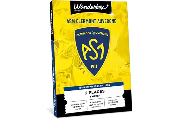 Wonderbox Connect - Coffret Cadeau - ASM Clermont Auvergne Classic - 2 places pour 1 match au choix - Parmi 15 matchs par an, valable sur tous les matchs à domicile - Validité 27 mois