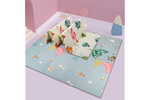 OUNUO Tappeto da Gioco per Bambini, Neonato, Gattonamento Pieghevole 200 x 180 cm, XPE Schiuma/Portatile Reversibile per Pavimento Antiscivolo (200 * 180CM)