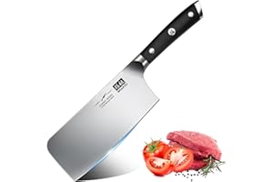 SHAN ZU Hacha de Cocina, Cuchillo de Carnicero 18cm, Cuchillo de Cocina, Hacha para Cortar Carne y Verduras, Hoja de Acero Inoxidable alemán, Mango de Madera - Classic Series