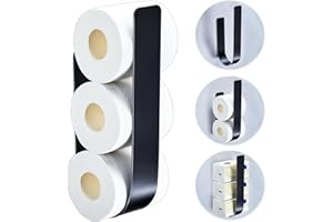 ‎YYBO Toilettenpapier Aufbewahrung Schwarz Für 3 Rollen, Ersatzrollenhalter Toilettenpapier Ohne Bohren, Klopapier Aufbewahrung, Metall Toilettenpapierhalter, Klorollenaufbewahrung Wand