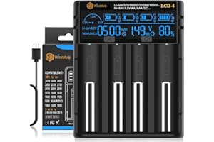 WISSBLUE Cargador rápido de batería 18650, Pantalla Lcd Que Puede Mostrar Capacidad, Adecuado para batería de Litio de 3.7v y