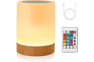VKH Rechargeable Touch & Remote RGB Night Light, 13 Colors, Dimmable LED Rechargeable Table Lamp, Portable USB Battery Bedside Lamp for Bedroom, Baby Room, Camping & Ambient Lighting