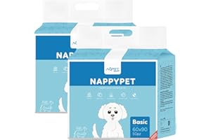 AQPET Chłonne maty higieniczne dla psów i szczeniąt i zwierząt, do treningu w paski naklejki opakowanie oszczędności 100 sztuk, 60x90 cm